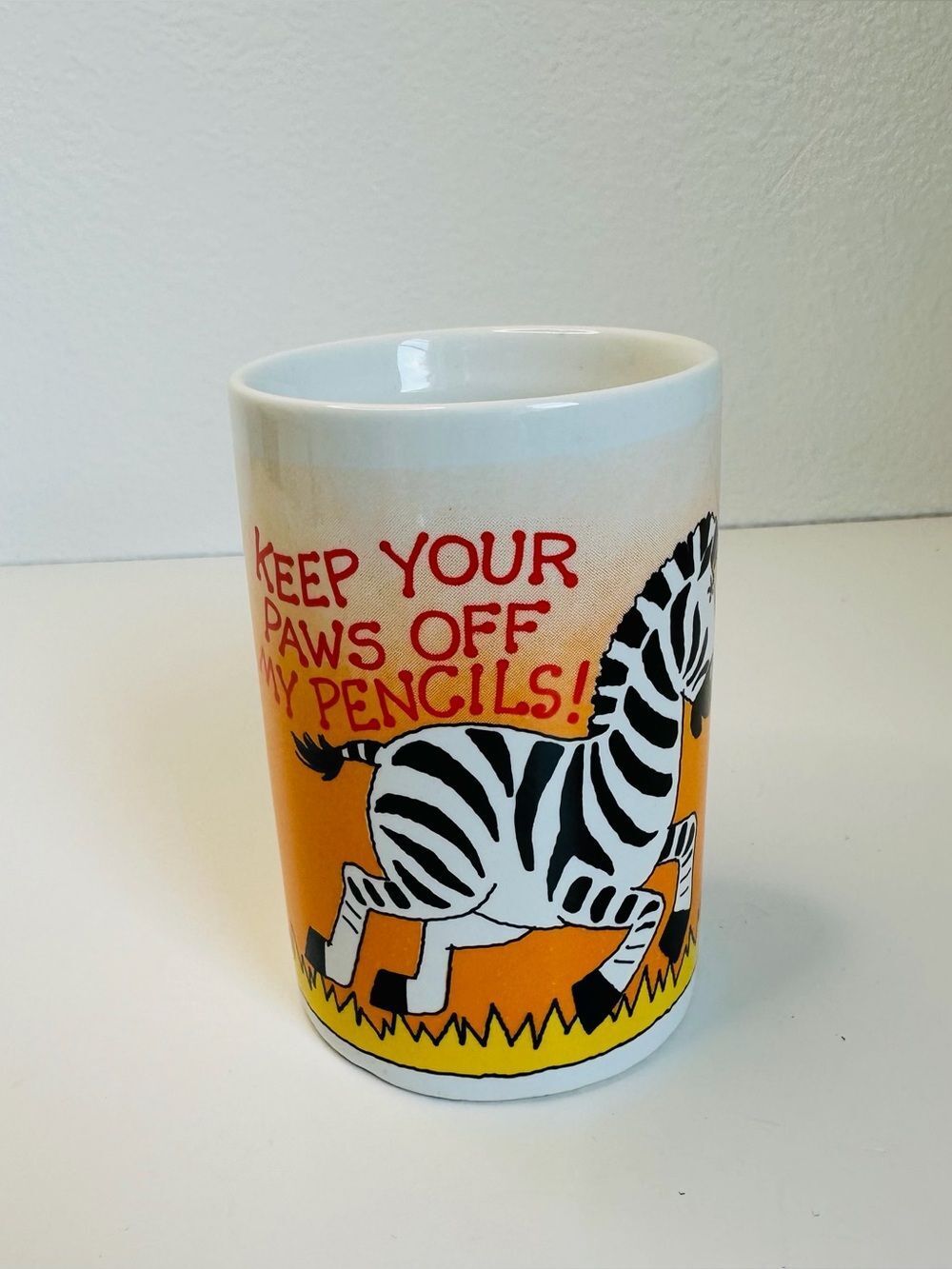 JSNY Vintage Ceramic Zebra Pencil Cup Mug